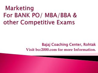 Marketing For BANK PO/ MBA/BBA &amp; other Competitive Exams
