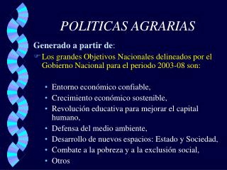 POLITICAS AGRARIAS