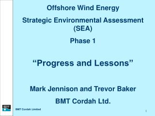 Offshore Wind Energy Strategic Environmental Assessment (SEA) Phase 1 “Progress and Lessons”