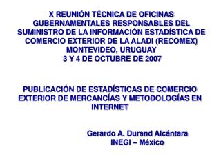 Gerardo A. Durand Alcántara INEGI – México