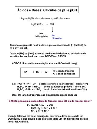 Ácidos e Bases: Cálculos de pH e pOH