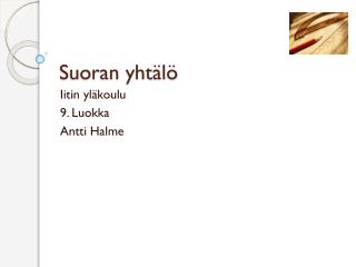 Suoran yhtälö