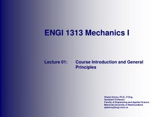 ENGI 1313 Mechanics I