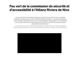 Feu vert de la commission de sécurité et d'accessibilité à l'Allianz Riviera de Nice