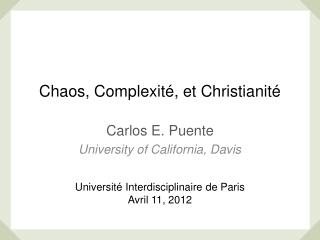 Chaos, Complexité, et Christianité
