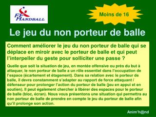 Le jeu du non porteur de balle