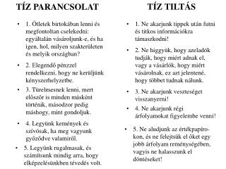 TÍZ PARANCSOLAT