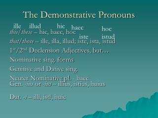 The Demonstrative Pronouns