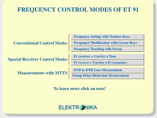 FREQUENCY CONTROL MODES OF ET 91