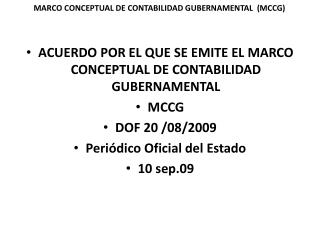 MARCO CONCEPTUAL DE CONTABILIDAD GUBERNAMENTAL (MCCG)