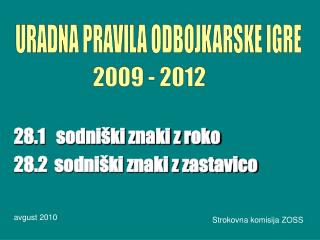 28.1	 sodniški znaki z roko 28.2 sodniški znaki z zastavico