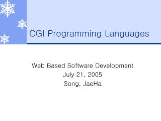 CGI Programming Languages