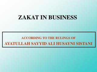 ZAKAT IN BUSINESS