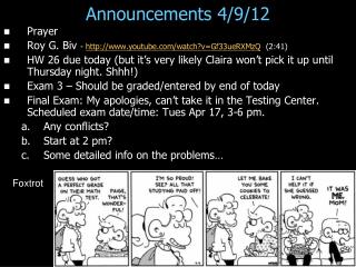 Announcements 4/9/12