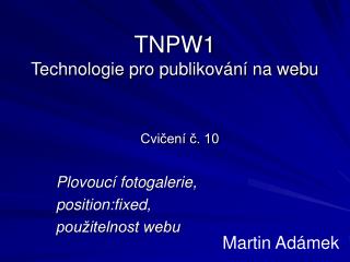 TNPW1 Technologie pro publikování na webu