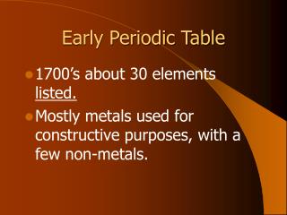 Early Periodic Table