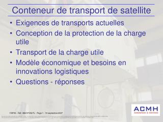 Conteneur de transport de satellite