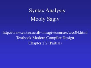 Syntax Analysis