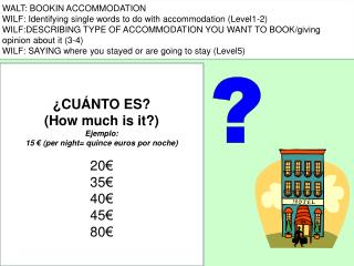 WALT: BOOKIN ACCOMMODATION WILF: Identifying single words to do with accommodation (Level1-2)