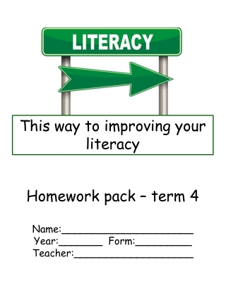Homework pack – term 4 Name:_____________________ Year:_______ Form:_________
