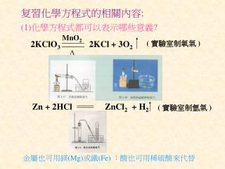 (1) 化學方程式都可以表示哪些意義 ?