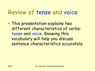 Review of tense and voice