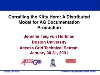 Corralling the Kitty Herd: A Distributed Model for AG Documentation Production
