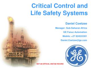 Critical Control and Life Safety Systems