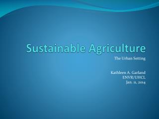 Sustainable Agriculture