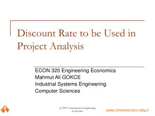 Discount Rate to be Used in Project Analysis