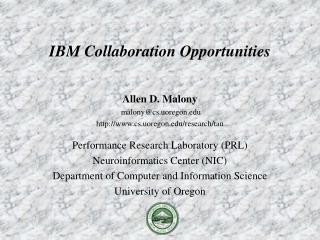 Allen D. Malony malony@cs.uoregon cs.uoregon/research/tau