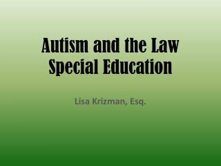 Autism and the Law Special Education