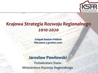 Krajowa Strategia Rozwoju Regionalnego 2010-2020