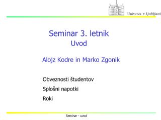 Seminar 3. letnik Uvod