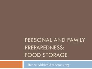 Personal and Family Preparedness: Food Storage