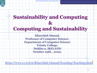 Sustainability and Computing &amp; Computing and Sustainability