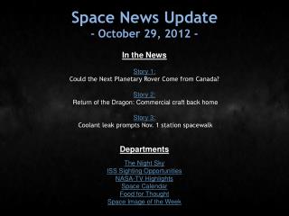 Space News Update - October 29, 2012 -