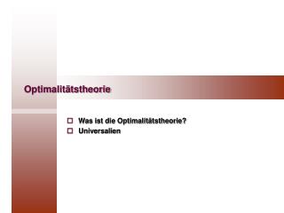 Optimalitätstheorie