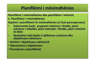 Planifikimi i mësimdhënies