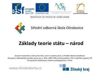 Základy teorie státu – národ