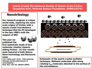 Nanotribology Our research program is unique world-wide, exploring the nano-