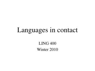 Languages in contact