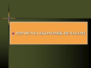1929 DÜNYA EKONOMİK BUNALIMI