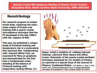 Nanotribology Our research program is unique world-wide, exploring the nano-