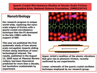 Nanotribology Our research program is unique world-wide, exploring the nano-