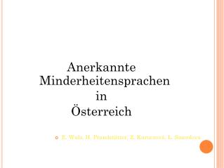 Anerkannte Minderheitensprachen in Österreich