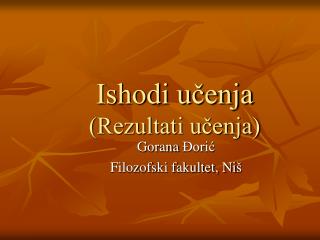 Ishodi učenja (Rezultati učenja)