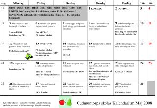 Gudmuntorps skolas Kalendarium Maj 2008