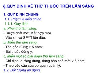 §. QUY ĐỊNH VỀ THỬ THUỐC TRÊN LÂM SÀNG