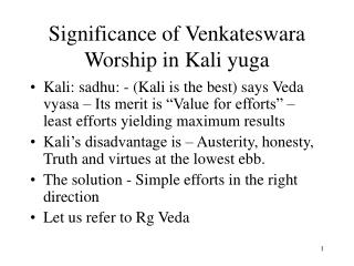 Significance of Venkateswara Worship in Kali yuga